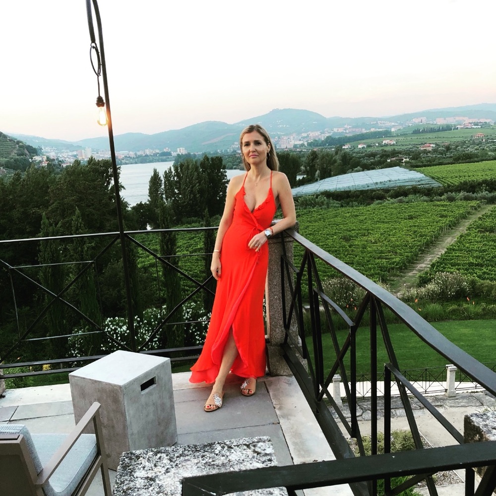 Maxi coral summer wrap dress